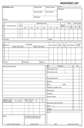 MONTÁŽNÍ LIST